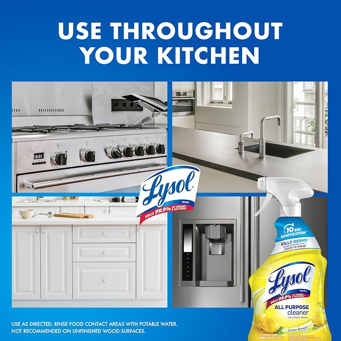 Lysol All Purpose Cleaner Spray, Kitchen & Bathroom Cleaner, Lemon Breeze Scent - Image 7