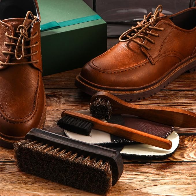 6 Pcs Horsehair Shine Shoes Brush Kit Polish Dauber Applicators Cleaning - Image 7
