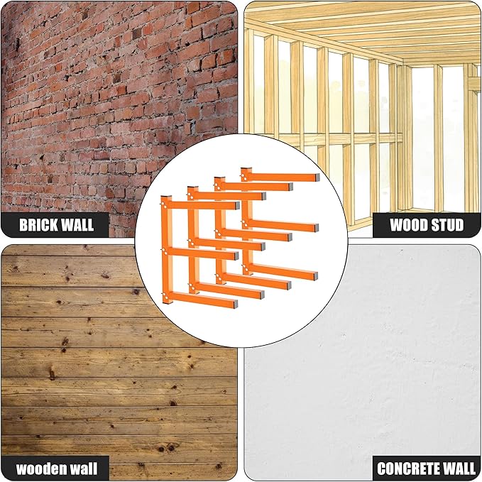 UNITEDPOWER Wall Mount Wood Organizer, Lumber Storage Rack, Heavy Duty Metal - Image 6