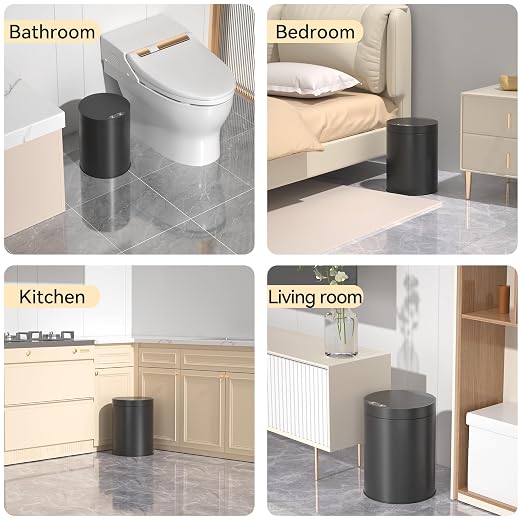 Bathroom Trash Can with Lid 2.6 Gallon Stainless Steel TrashCans Automatic - Image 7