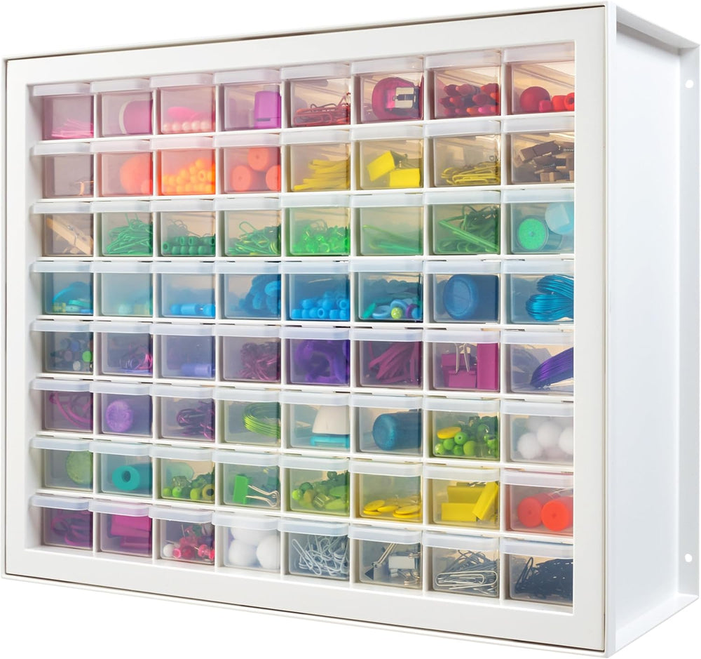 IRIS USA 64-Drawer Screw Organizer, Hardware Storage, Made in USA, White