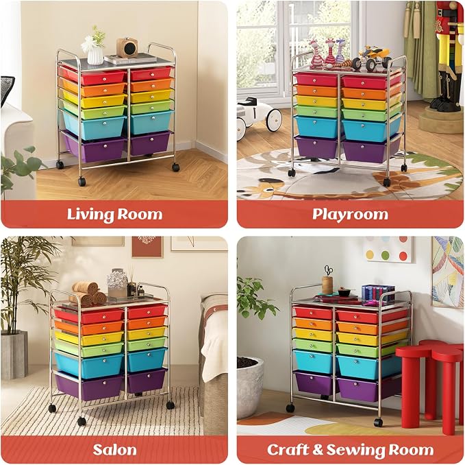 GOFLAME 12-Drawer Rolling Storage Cart, Mobile Utility Cart