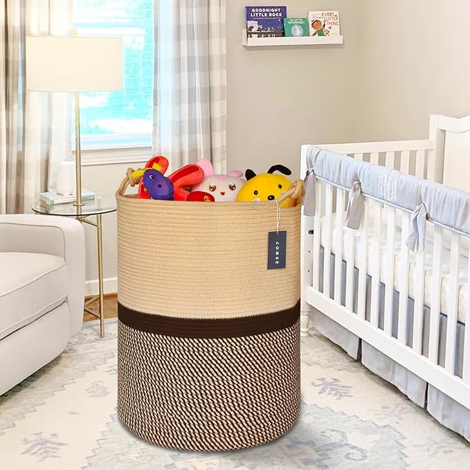 COMSE Extra Large Blanket Basket, Tall Woven Storage Basket, Nursery Hamper - Image 6