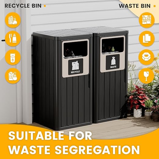 2pcs Outdoor Trash Can Waterproof Resin Garbage Can - Image 7