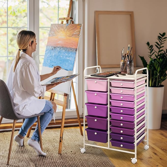 GOFLAME 15-Drawer Rolling Storage Cart, Utility Cart - Image 2
