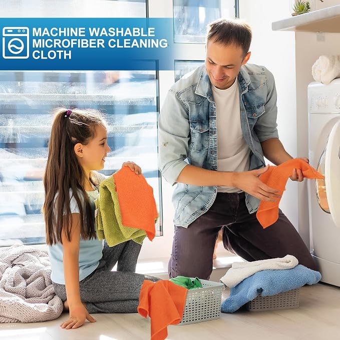 Tenare 100 Pack 12'' x 12'' Microfiber Cleaning Cloths Reusable Cleaning Rags - Image 4