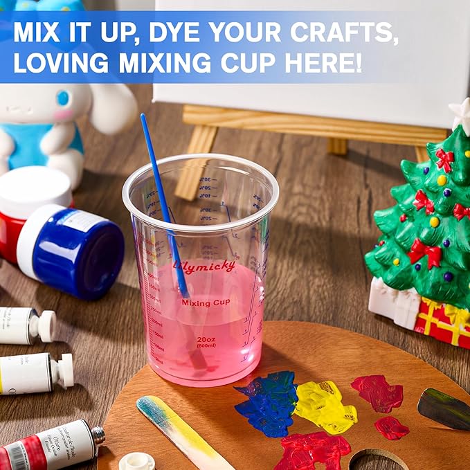 100 Pack Plastic Mixing Cups, 20 oz, Disposable Measuring Cups - Image 5