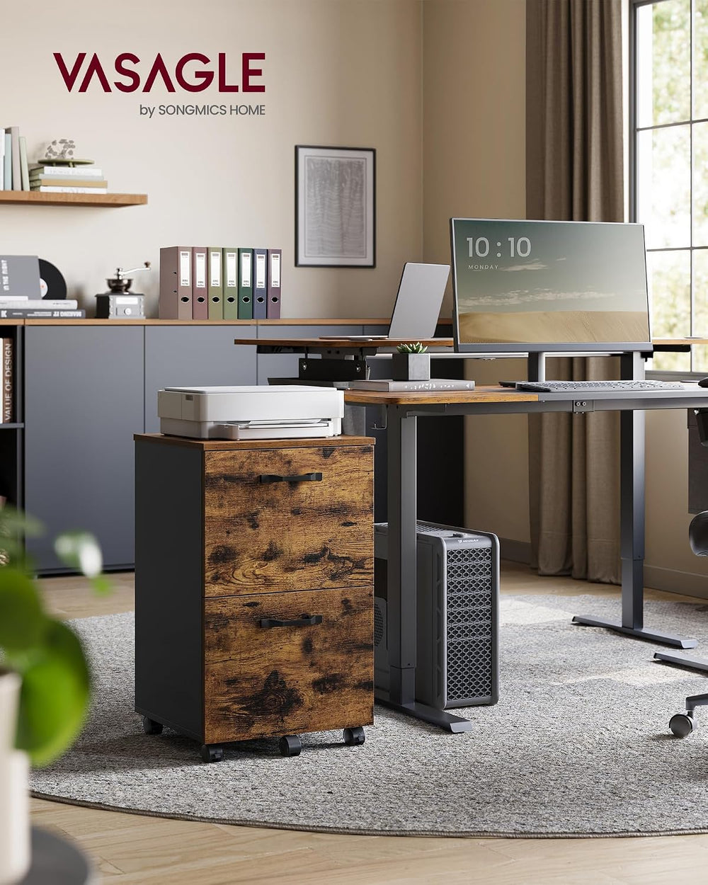 VASAGLE 2-Drawer File Cabinet, Small Rolling Filing Cabinet