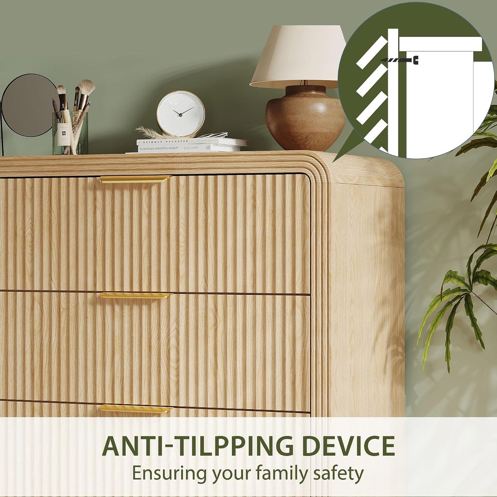 Decofy Fluted 5 Drawers Dresser, 48" Tall Chest of Drawers for Bedroom