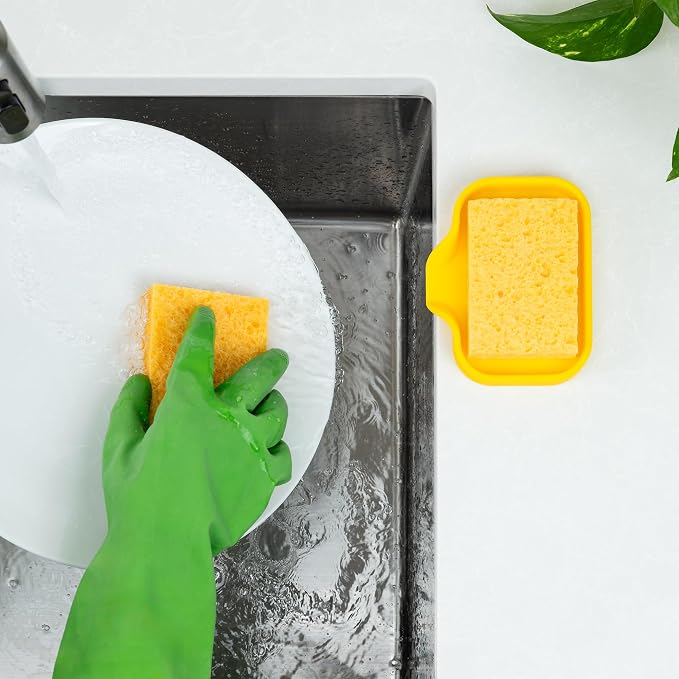 Zulay Kitchen Small Silicone Sponge Holder – Space-Saving Sink Organizer Tray - Image 3