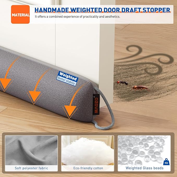 MAGZO Door Draft Stopper, 72 Inch Under Door Draft Blocker Noise Stopper - Image 2