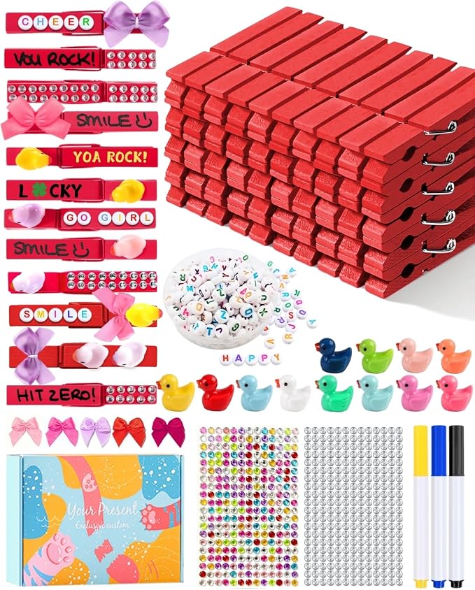 Cheer Pins for Backpack Cheer Stuff Kit 70 Red Colored Clothes Pins by SFSOONEAT