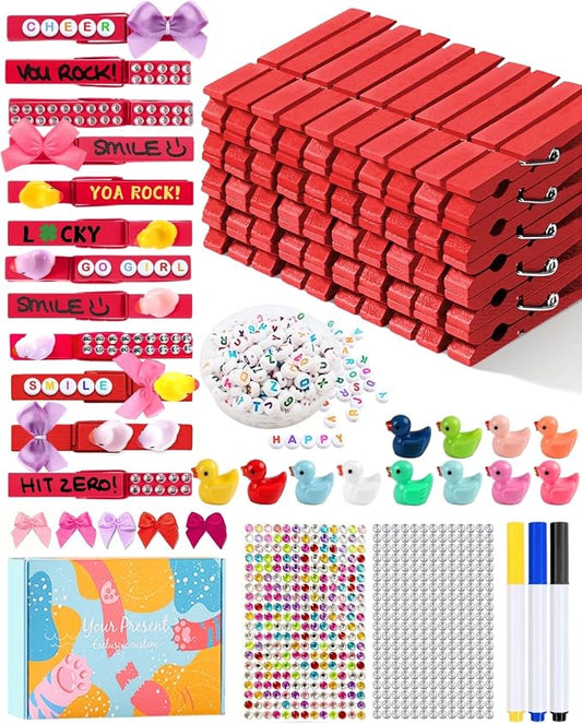 Cheer Pins for Backpack Cheer Stuff Kit 70 Red Colored Clothes Pins by SFSOONEAT