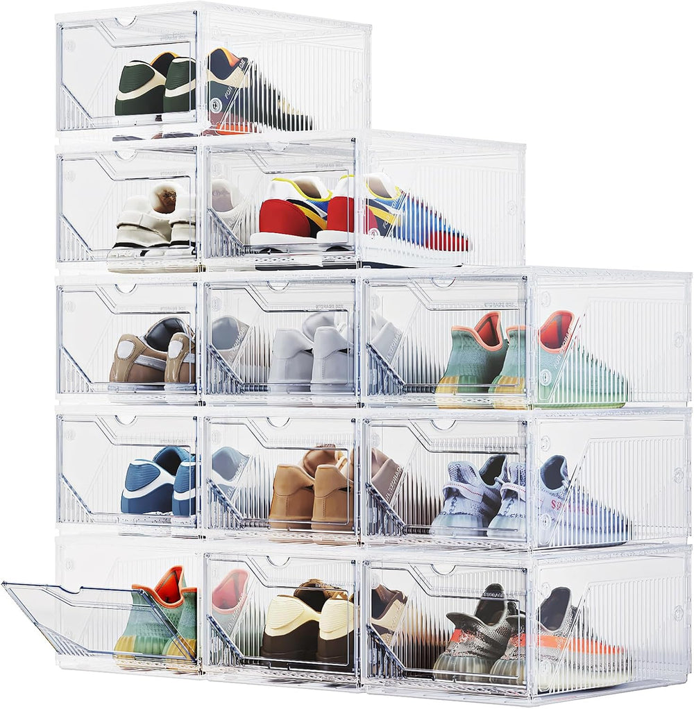 BROVIEW XX-Large Shoe Sneaker Storage Boxes for Size 14, 12 Pack Shoe Boxes