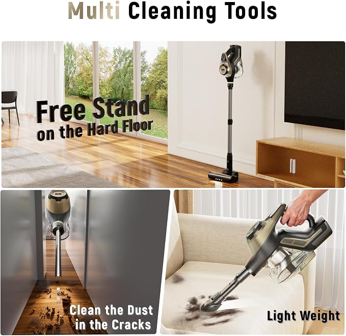 Cordless Vacuum Cleaner, 30Kpa Home Stick Vacuum, Smart Display & 1.5L Dust Cup - Image 5