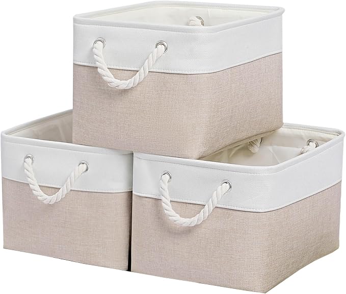 15x11x9.5 Inch Storage Baskets for Shelves, 3 Pack Storage Bins，Foldable by ISEMINGLA
