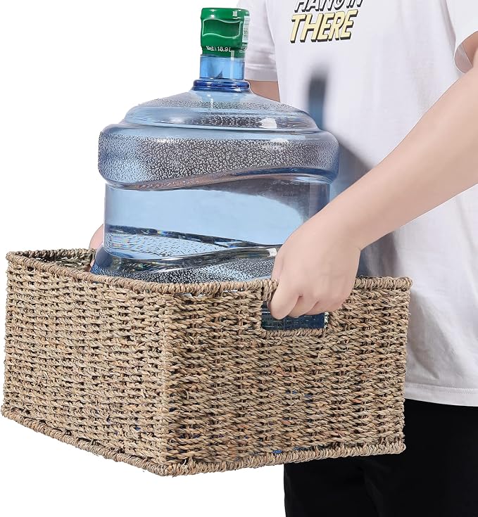 HOONEX Large Wicker Baskets for Storage, Seagrass Baskets - Image 3