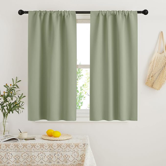 RYB HOME Short Curtains 45 inch 2 Panels Set, Room Darkening Small Window by RYBHOME