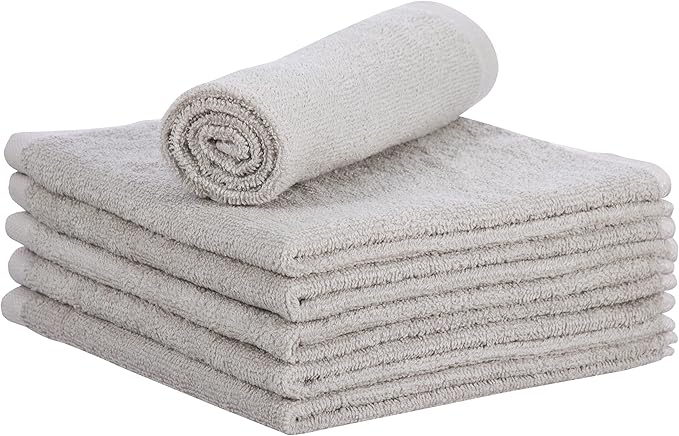Superio Cotton Terry Washcloths Grey Towels 100% Cotton Cleaning Cloth 16" Rags by Superio