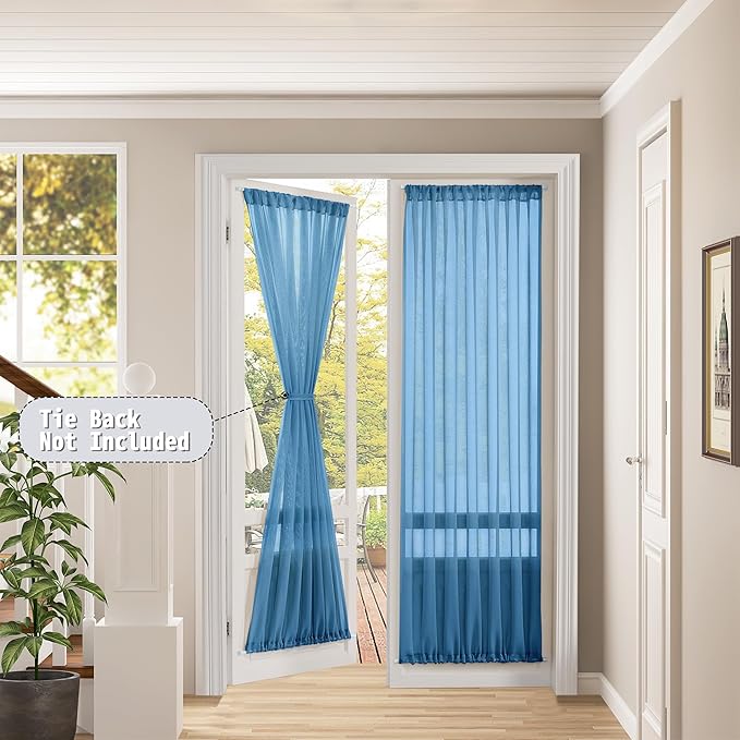 Tollpiz Sheer Curtains Closet Linen Textured Curtain Sheers Doorway Light - Image 2
