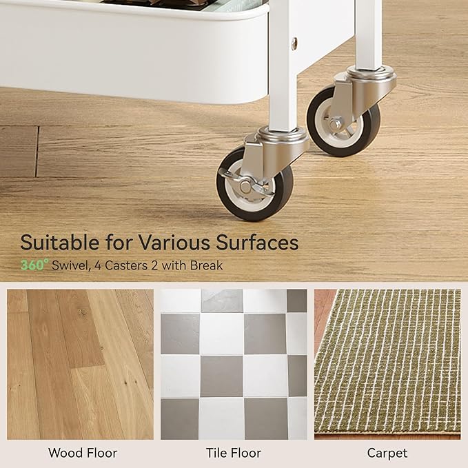 3 Tier Rolling Cart, Utility Cart - Image 5