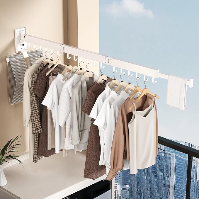 Wall Mounted Collapsible Clothes Drying Rack, Space-Saving Laundry Drying Rack - Image 3