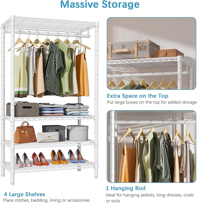 VIPEK V1 Wire Garment Rack 4 Tiers Heavy Duty Clothes Rack - Image 8