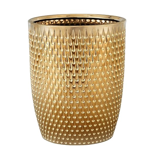 Modern Golden Small Trash Can Wastebasket, Garbage Container Bin by BASDHE