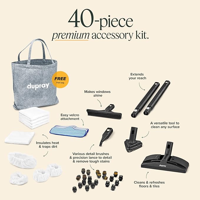 Dupray Neat Steam Cleaner with 40-Piece Accessory Kit, chemical-free cleaning - Image 2