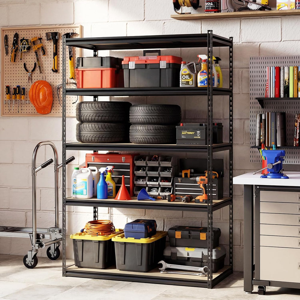 GIANTEX 5-Tier Metal Storage Shelves, Heavy Duty Garage Shelving Units w/Adju...