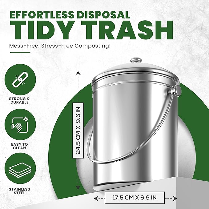 Utopia Kitchen Compost Bin for Kitchen Countertop, 1 Gallon Compost Bucket for - Image 3