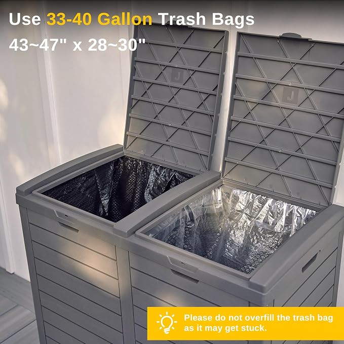 EAST OAK 76 Gallon Outdoor Trash Can | Waterproof Resin Garbage Can - Image 9