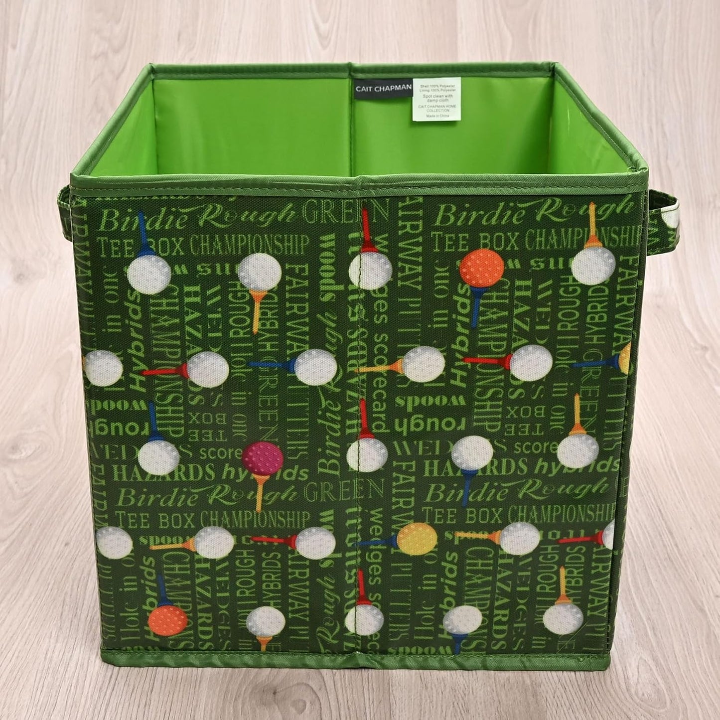 CAIT CHAPMAN HOME COLLECTION Passion for Sports Storage Bins (Golf balls, 11"x11"x11" Cube)