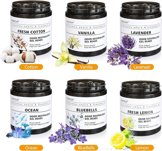 6 Pack Odor Eliminator Gel Beads, 6 kinds of fragrance Clear Air Freshener Made - Image 2