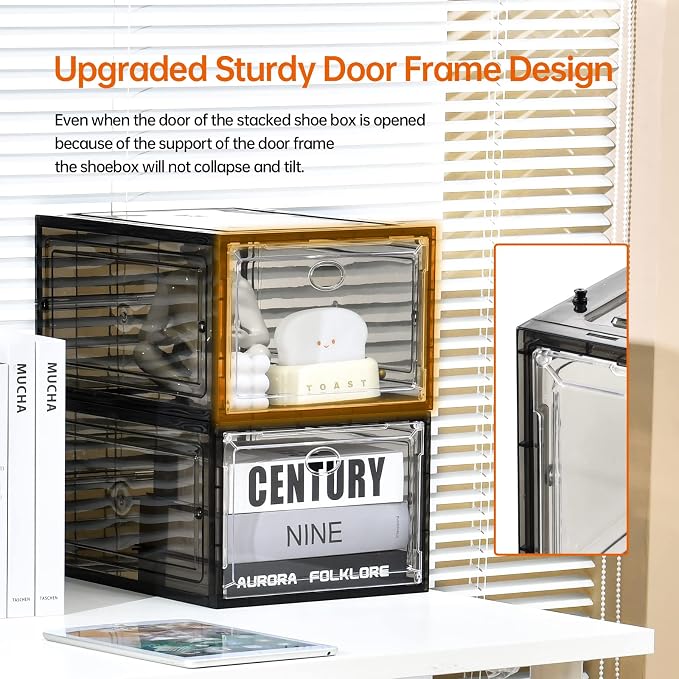 12 Pack Shoe Boxes Stackable, Upgraded Sturdy Shoe Storage Boxes - Image 6