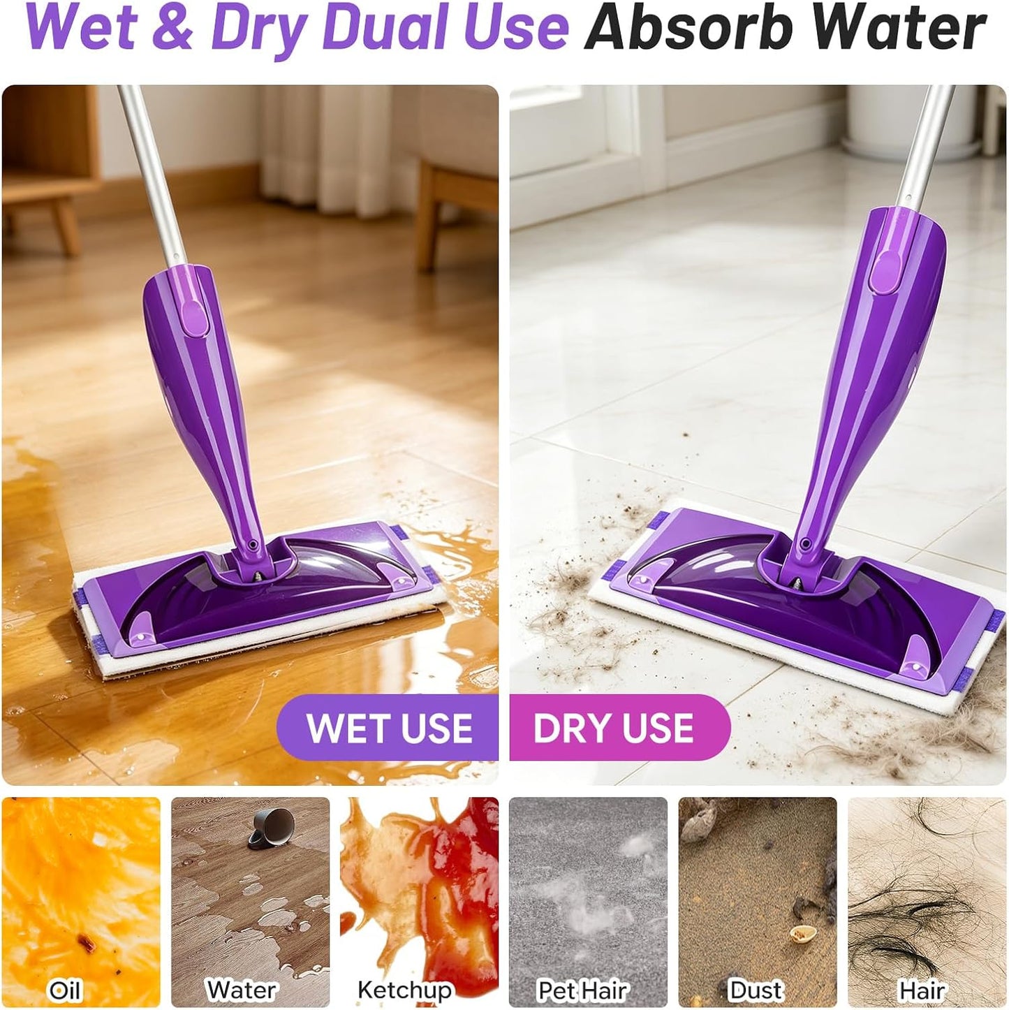 Spray Mop Pad Refill Compatible with Swiffer WetJet Multi Surface Cleaner, Disposable Multi-Layers Mopping Pads for All Hard Surface, Especially Hardwood Floor, High Thickness & High Absorbent, 60 pcs