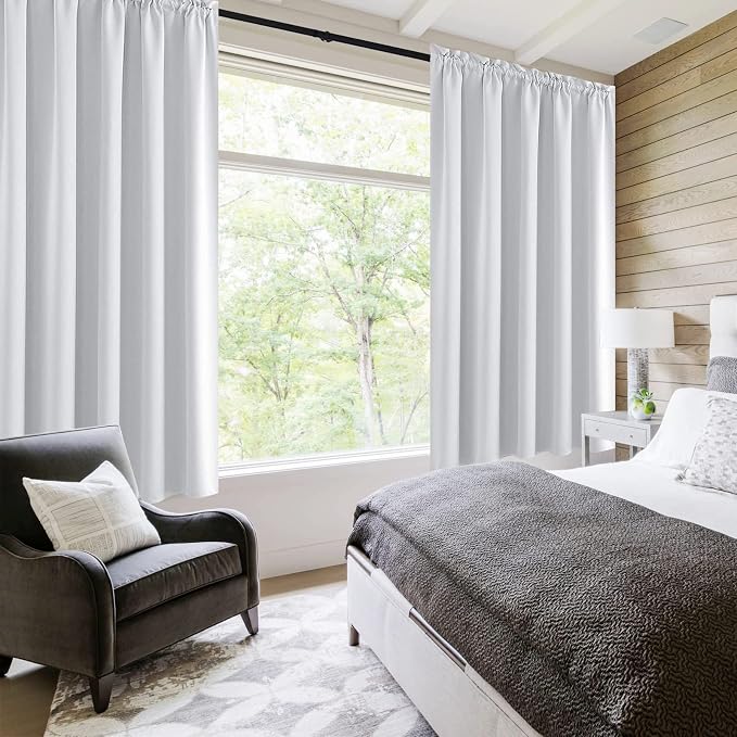 DWCN White Short Room Darkening Curtains - Image 2