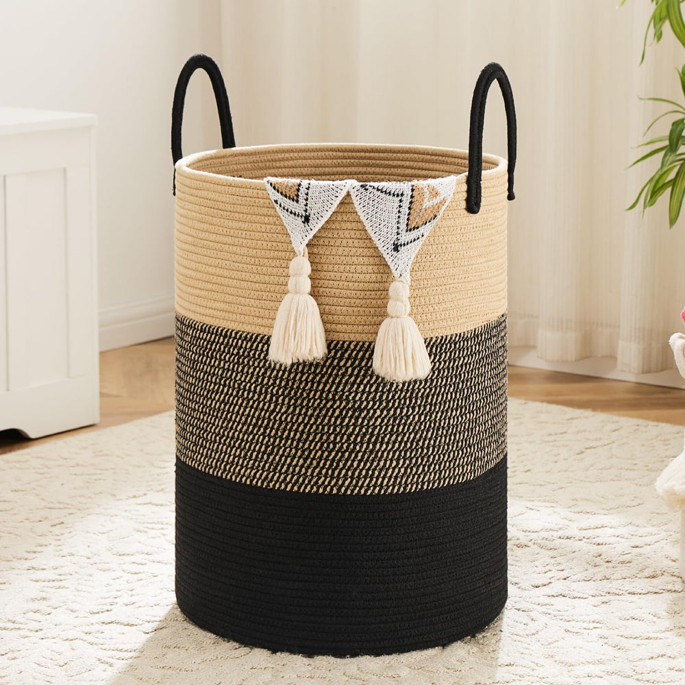 Laundry Basket, Woven Cotton Rope Laundry Hamper, 100L