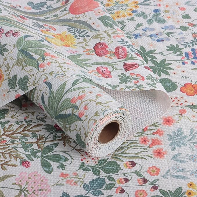 Floral Shelf Drawer Liners, Non Adhesive and Strong Non-Slip Colorful Cabinet by Amiitay