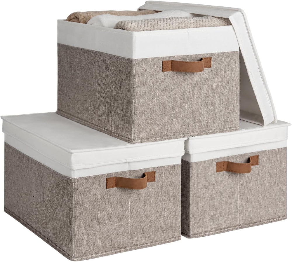 StorageWorks Fabric Storage Bins with Lids, Closet Storage Bins