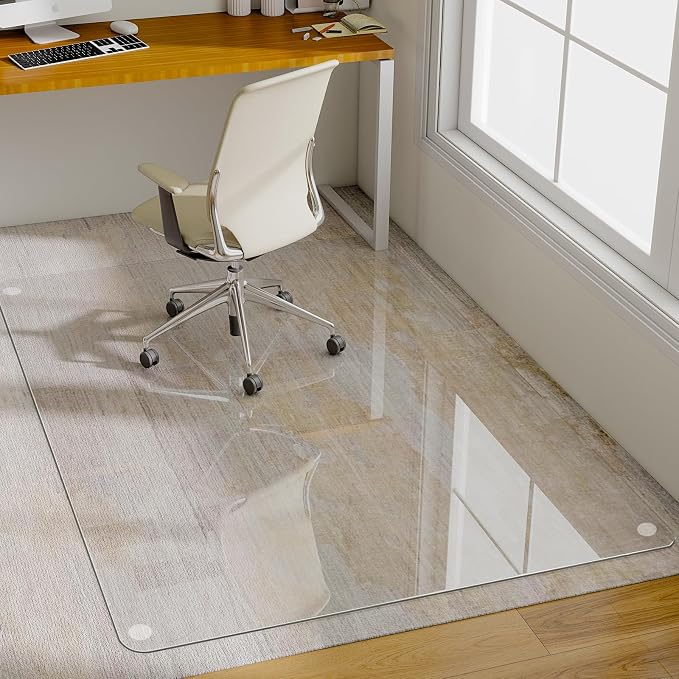 GLSLAND 54"x32" Tempered Glass Chair Mat Heavy-Duty Floor Protector - Image 3