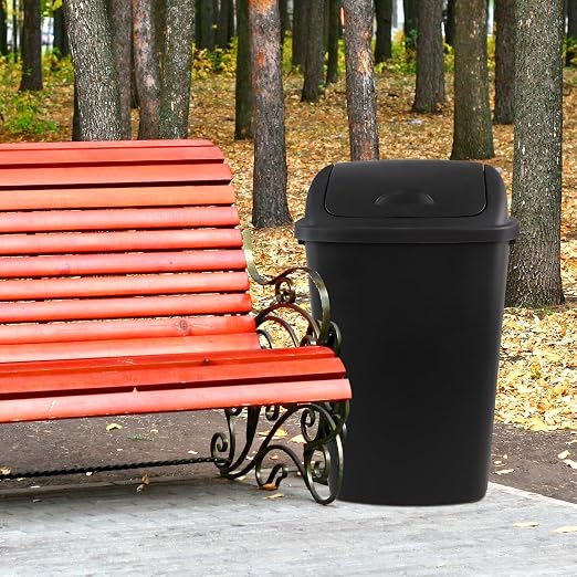 Zopnny 4-Pack Lidded Trash Can, 13 Gallon Black Plastic Garbage Bin - Image 7
