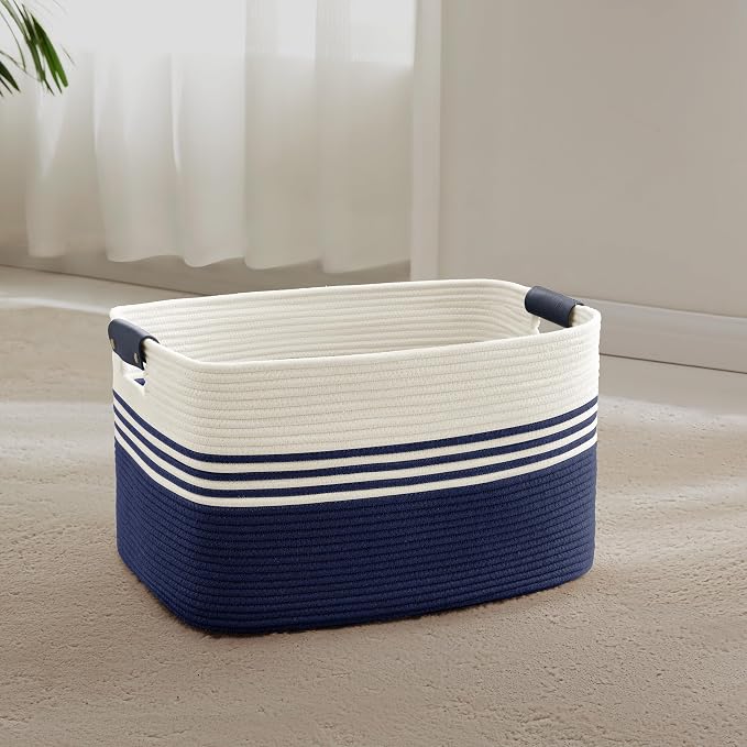 45L Small Laundry Basket with Leather Handles by ELEVATEDELEGANCETIMELESSSTYLE