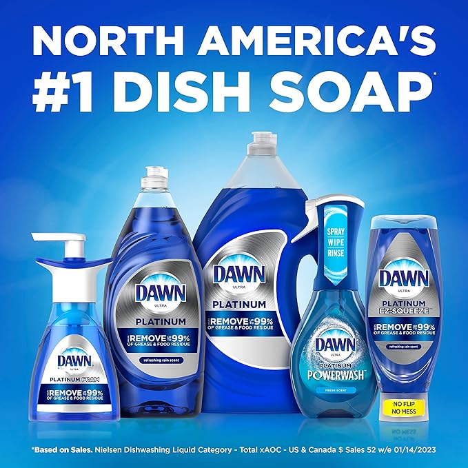 Dawn Platinum Dish Soap Liquid, Dishwashing Liquid, Grease Removal, Fresh Rain - Image 9