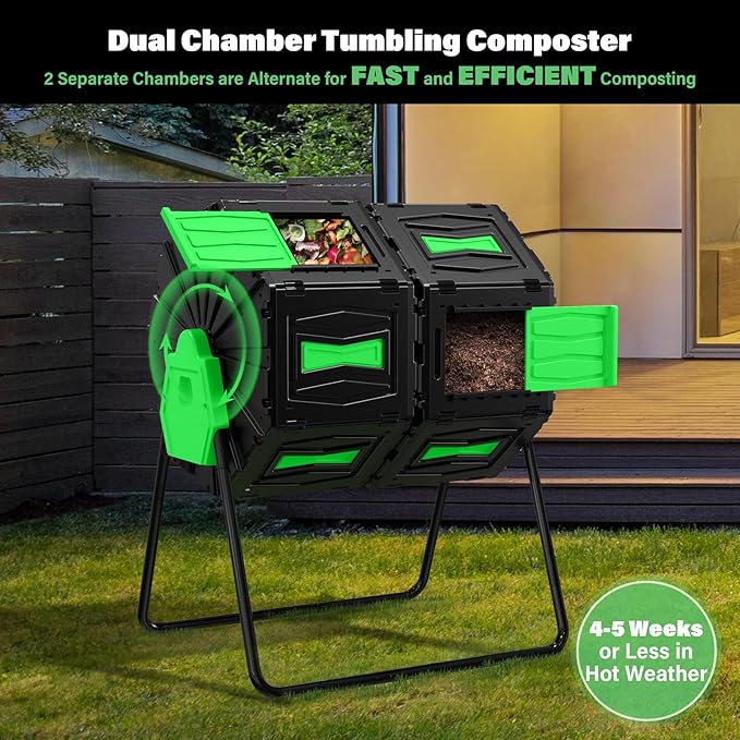 Compost Tumbler, Easy Assemble & Efficient Outdoor Compost Bin, 45 Gallon/170 - Image 2