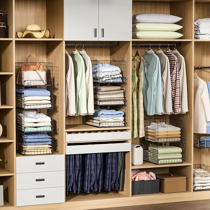 4-Tier Stackable Closet Organizers and Storage Shelves, Foldable Closet Shelf - Image 2