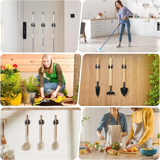 Broom Holder Wall Mount, Stainless Steel Heavy Duty Mop Holder Broom Mop Hanger - Image 7