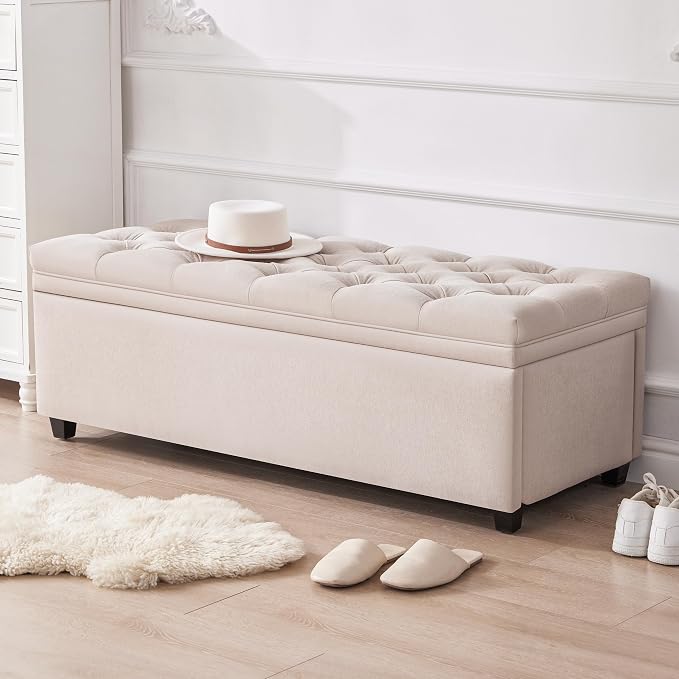 50" Storage Ottoman Bench, Tufted Ottoman - Image 7