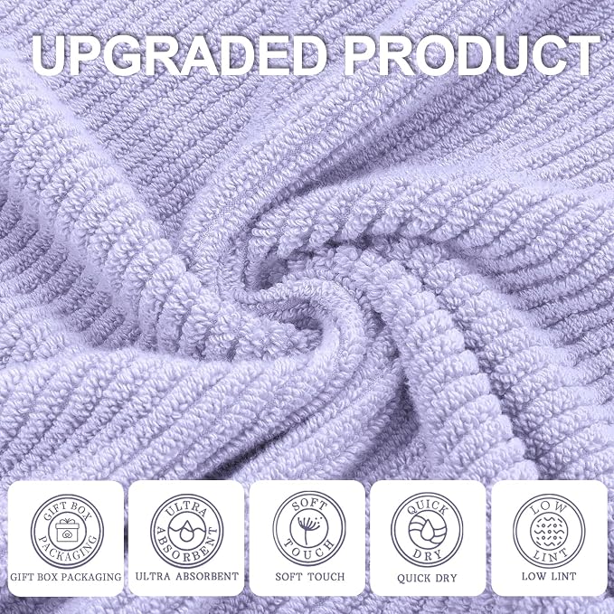 VOOVA & MOVAS Purple Bath Towels Set of 4, Large 30" x 56" - Image 2