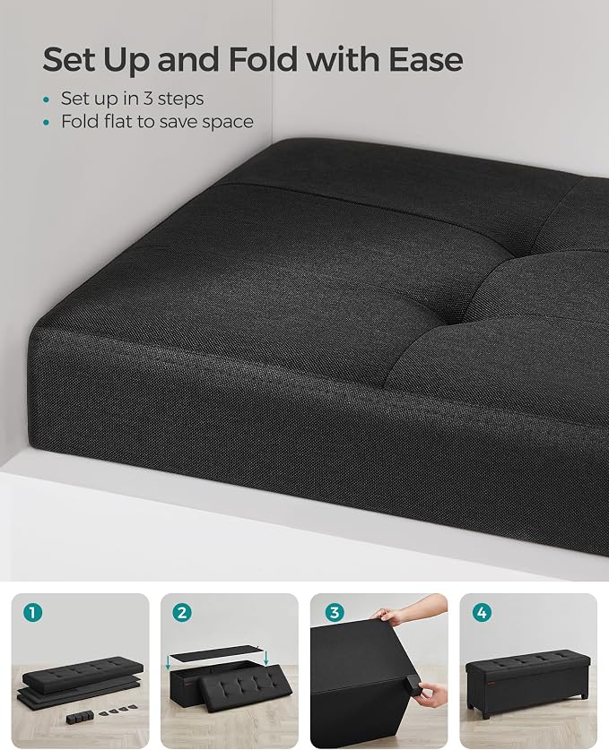 SONGMICS Storage Ottoman Bench, Foldable Foot Rest - Image 7